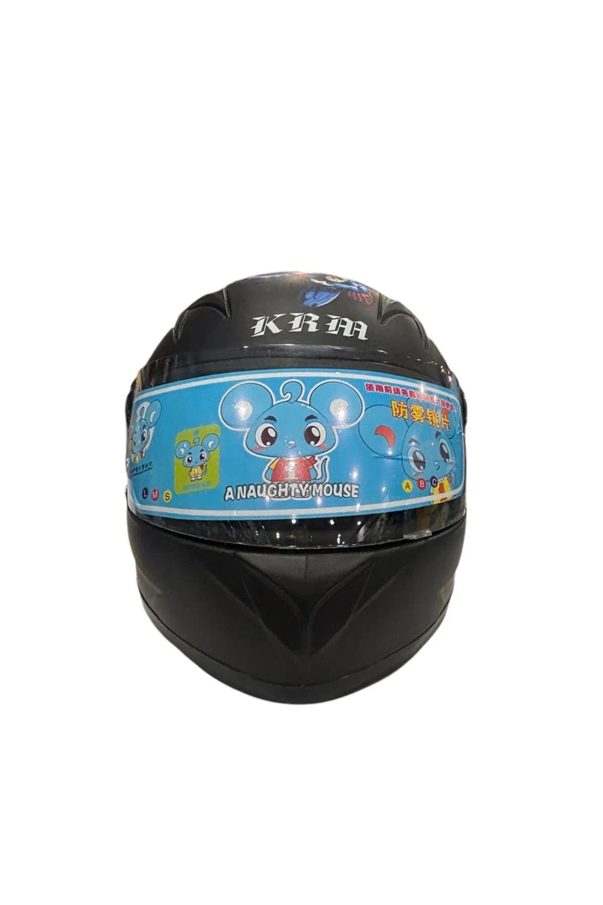 KRM Süper Kahramanlar Full Face Çocuk Kaskı - Mat Siyah