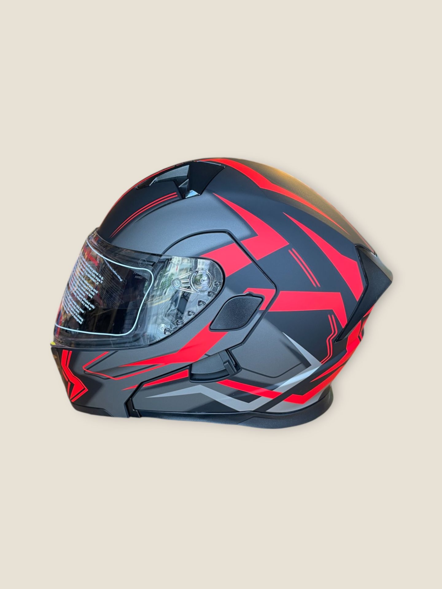 Kırmızı Siyah Çene Açılır Kask Large