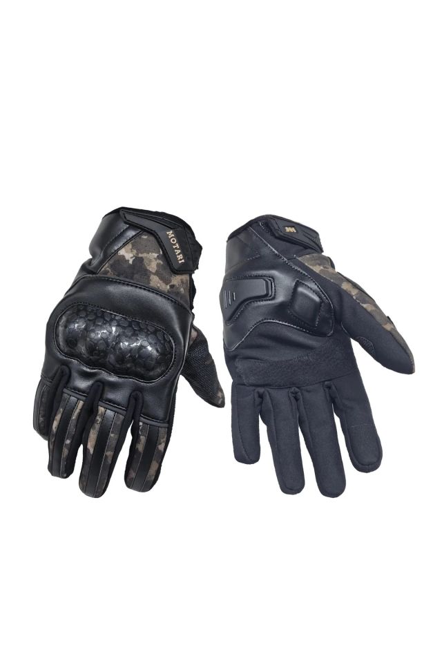Softshell Avuç içi korumalu Suya dayanıklı Rüzgar geçirmez Kamuflaj desenli motosiklet eldiveni