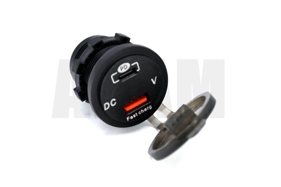 12V 24V DC USB QC3.0 Type-C PD Şarj Port Voltmetreli Yuvarlak MT-UP10