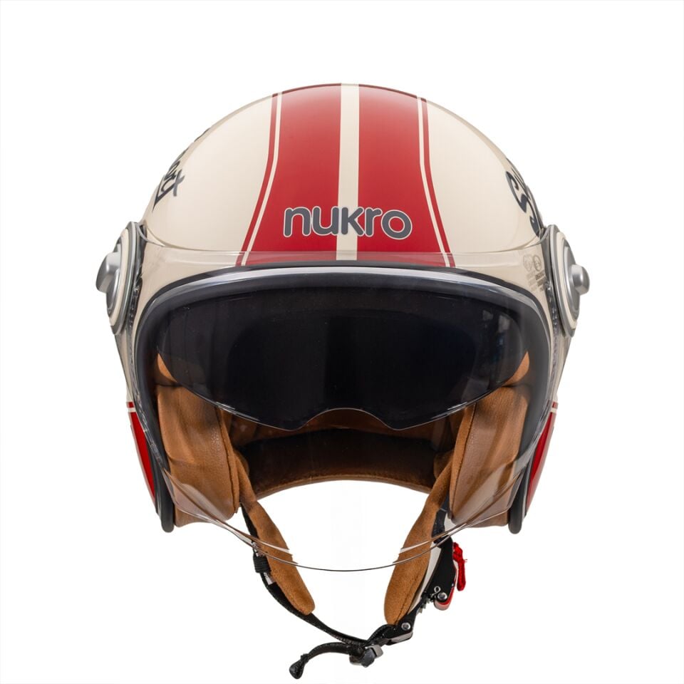 Nukro B-108 Super Sport Cream-Red Açık Kask L