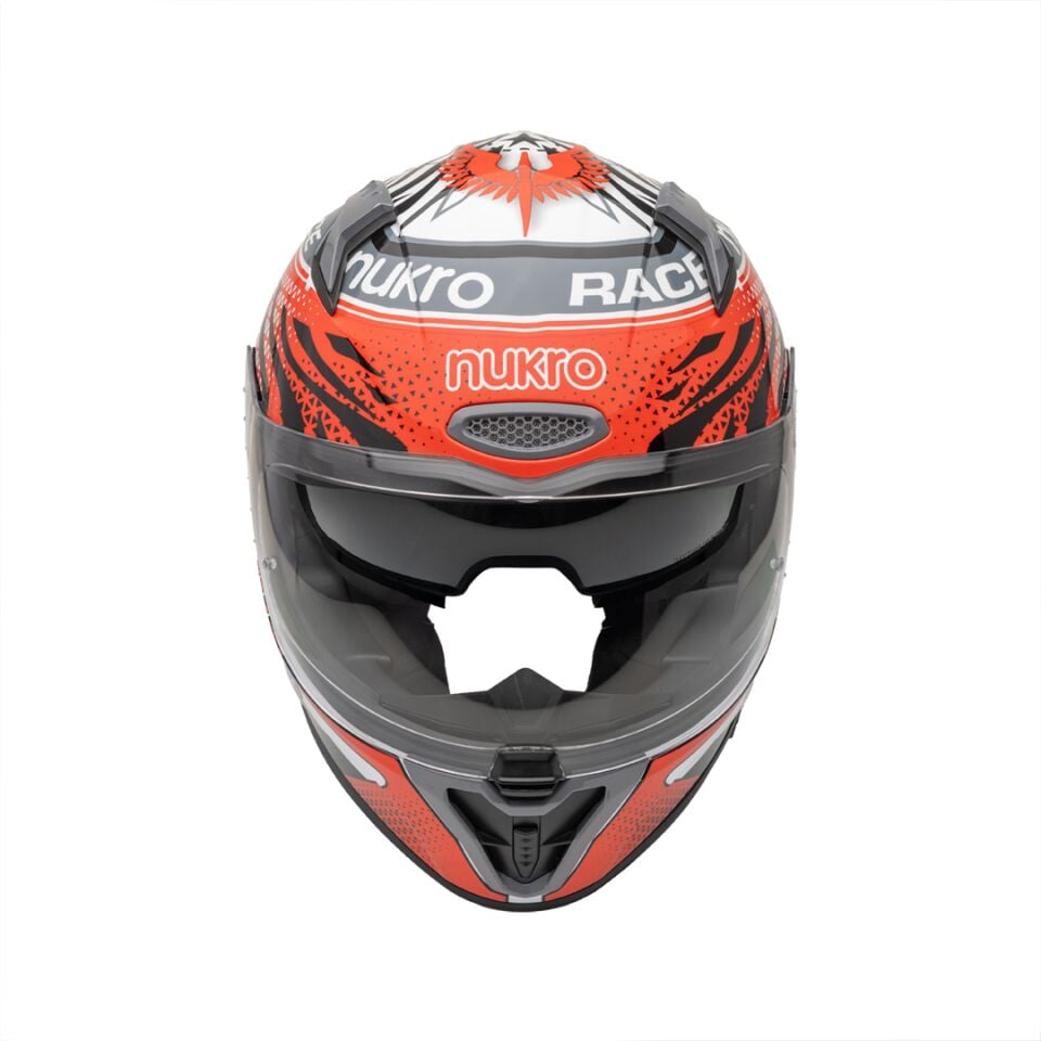 Nukro B-506 Combo White-Red-Grey-Yellow Kapalı Kask M