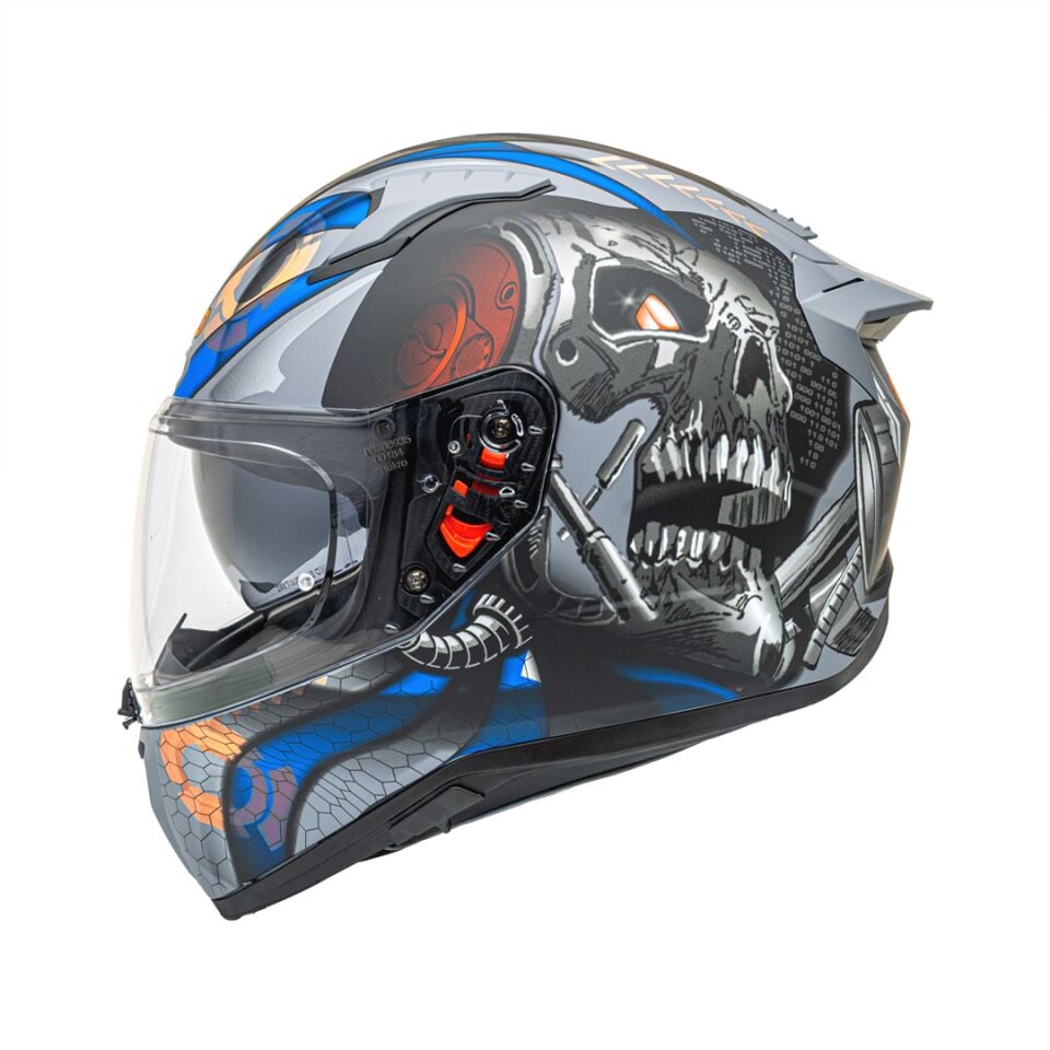 Nukro B-506 VORTEX Grey-Orange Kapalı Kask