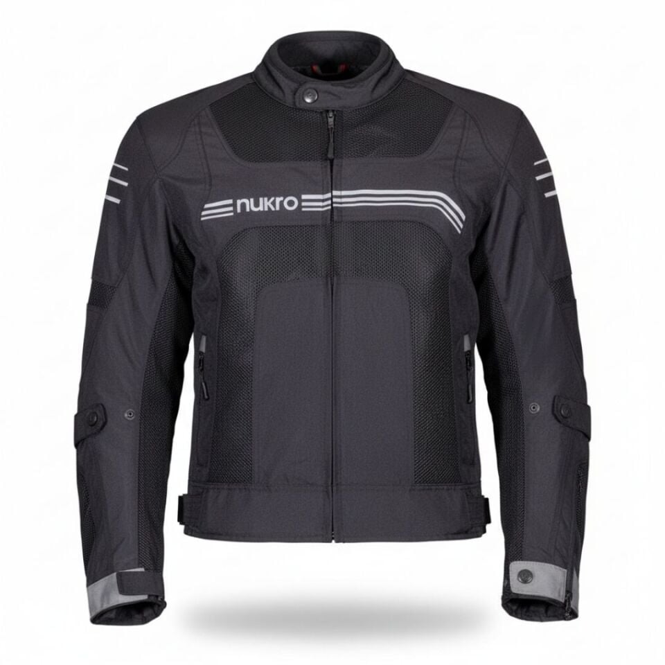 Nukrowear Guardio Gri Erkek 3 Mevsim Motosiklet Ceketi