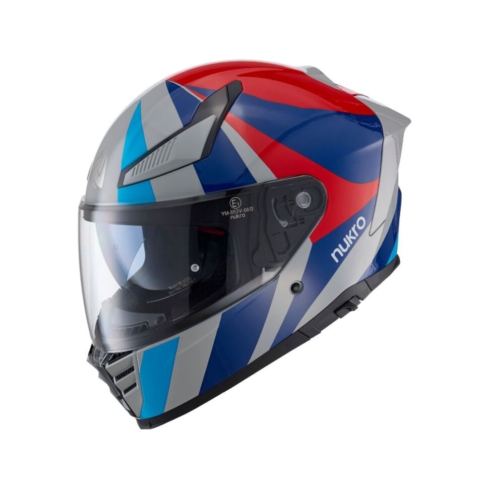 Nukro YM-853 AIX White Red Blue Kask
