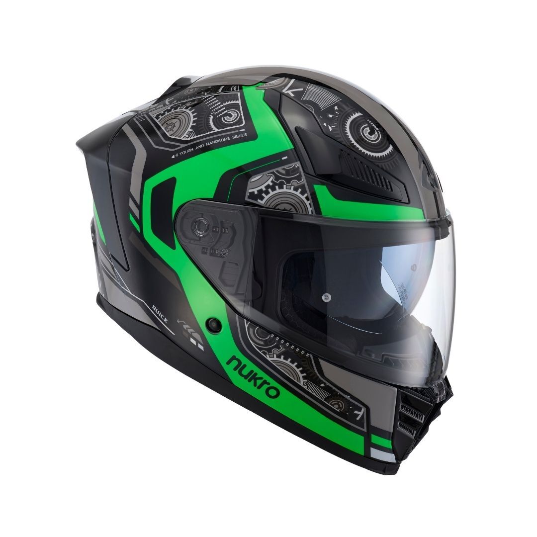 Nukro YM-853 Combat Green Black Kapalı Kask XL