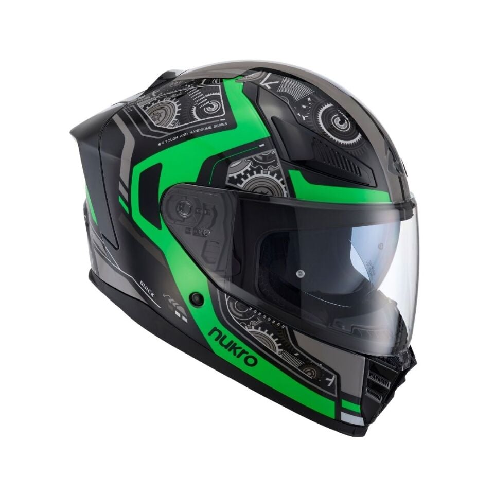 Nukro YM-853 Combat Green Black Kapalı Kask XL