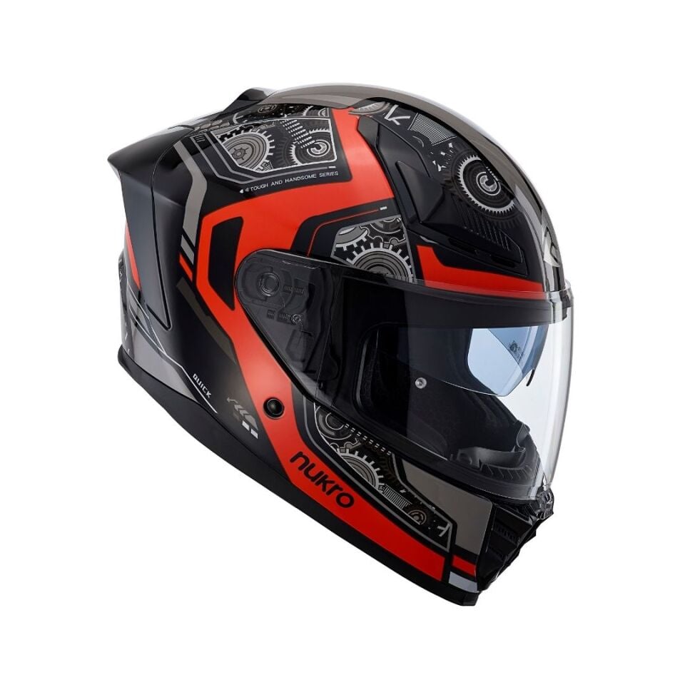 Nukro YM-853 Combat Red Black Kapalı Kask L