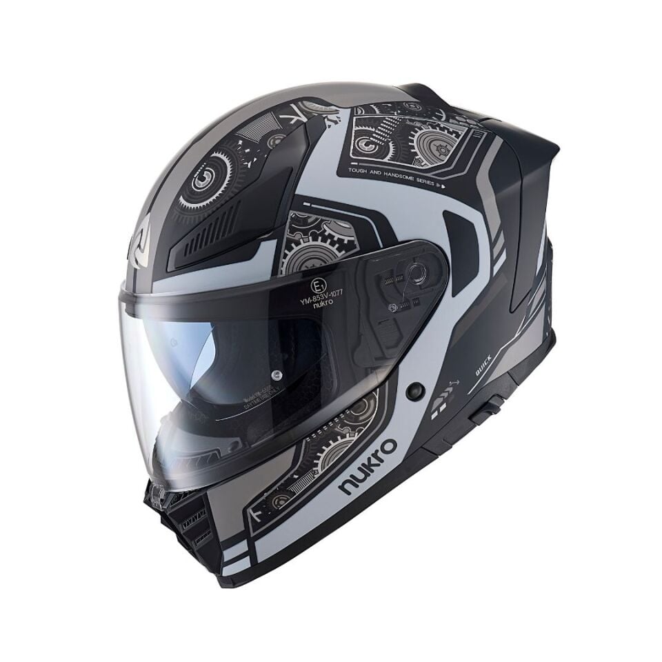Nukro YM-853 Matt Combat Gray Black Kapalı Kask M