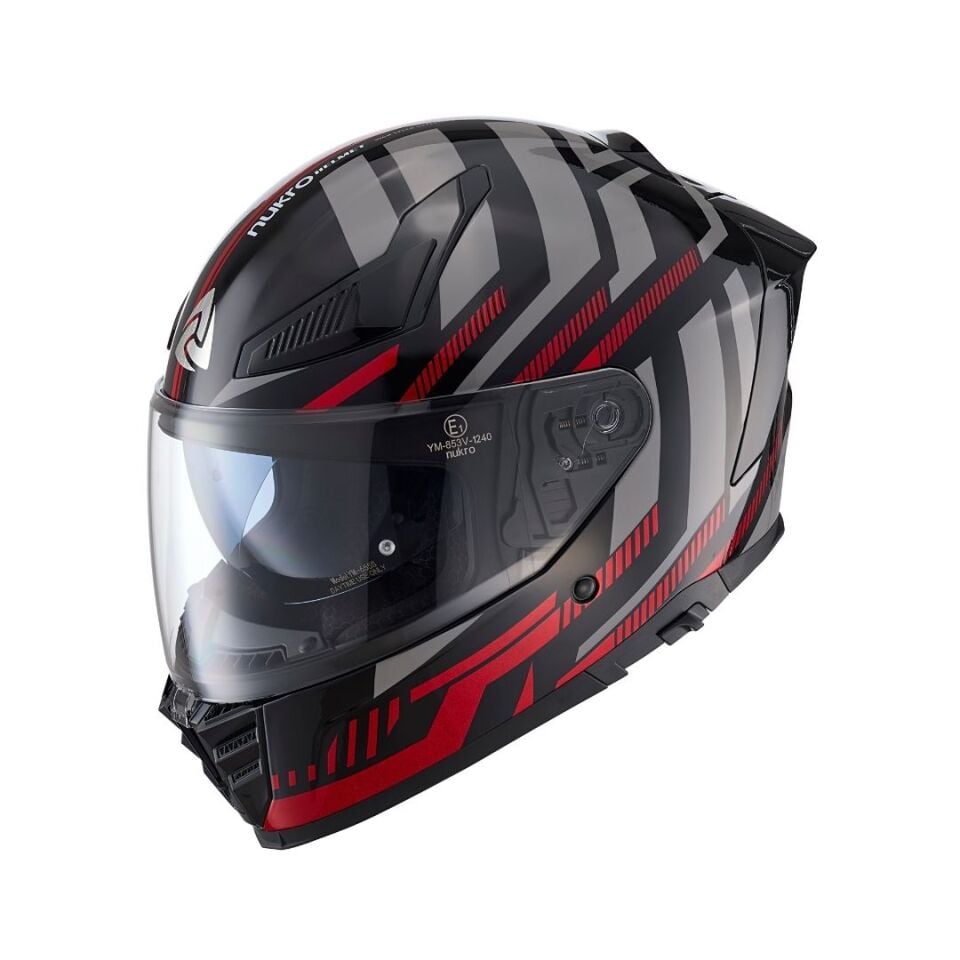 Nukro YM-853 Power Red Black Kapalı Kask