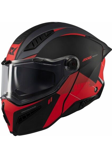Axxis Ghostfighter Sv Maniac B5 Black Red Motosiklet Çene Açılır Kask
