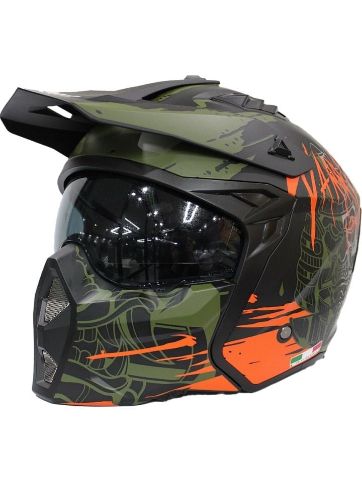 Sway X1-X Seul Matt Warrior Black Army Orange Moduler Kask MEDİUM