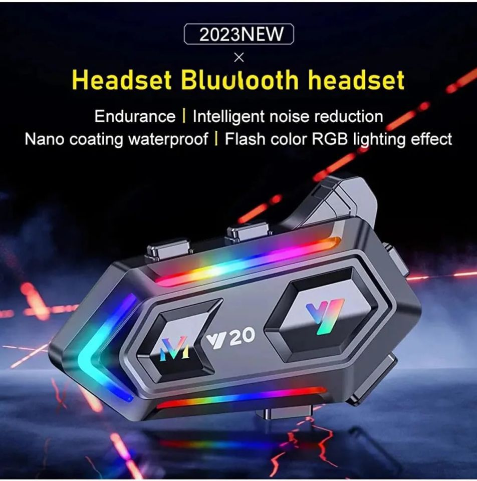 Y20 Motor  Kask Kulaklık RGB Modlu Bluetooth Motosiklet Kulaklık 5.3 Bluetooth Interkom