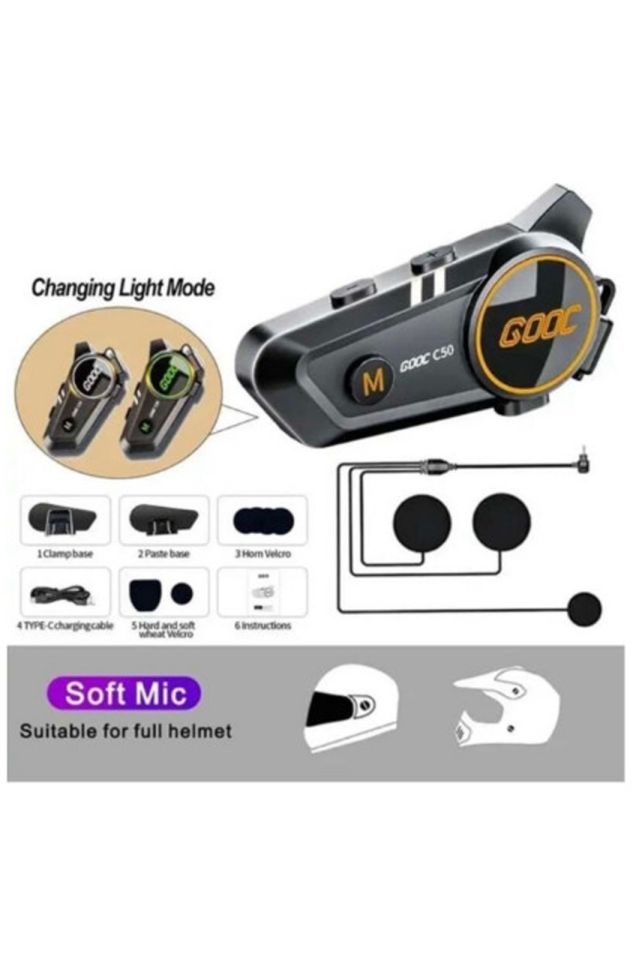 Concent C50 Rgb Işıklı Bluetooth 5.3 Motosiklet Kask Kulaklığı Interkom